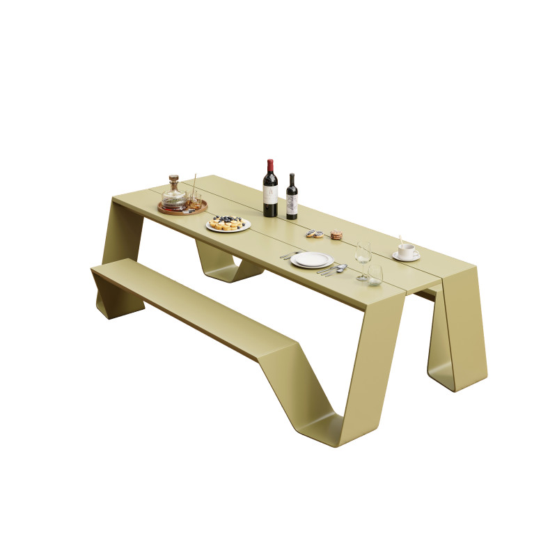 black outdoor furniture dining table with bench(color customized)