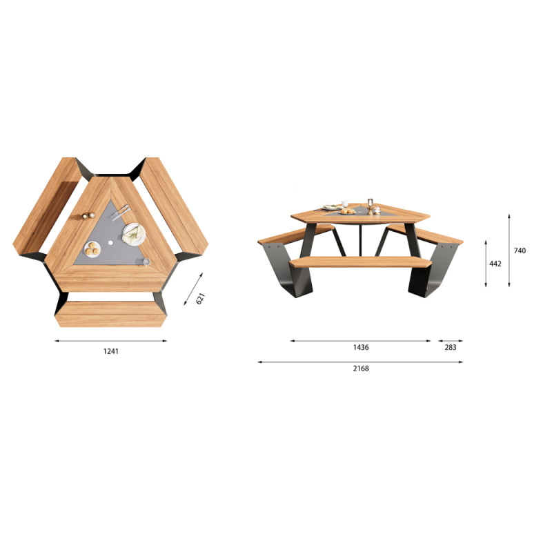 triangle outdoor cafe table and chairs